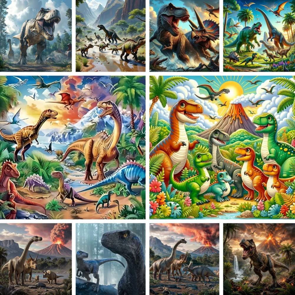 Volcano Kit Eruption - Kit Pittura Diamante: Dinosauro Antico, Eruzione
